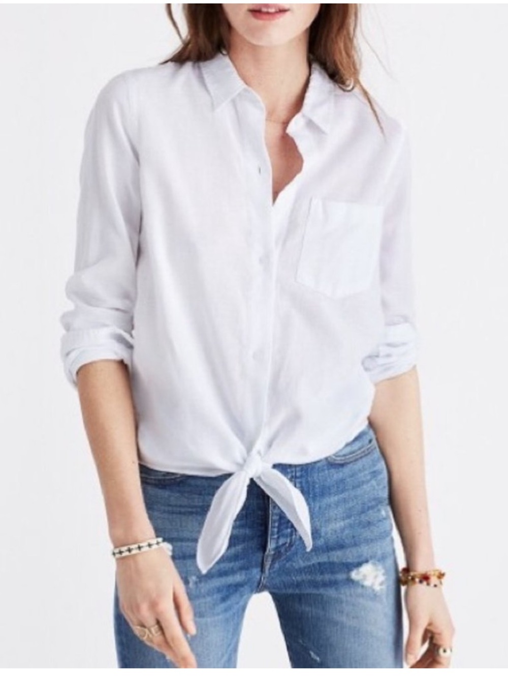 MADEWELL Like New Women’s White Collared Button-Up Long Sleeved Shirt Size Small